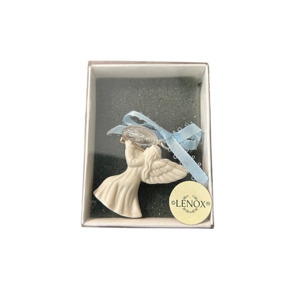 Lenox Porcelain Angel Ornament With Light Blue Ribbon